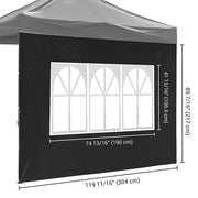 1080D Sidewall w/ Window for Pop Up Canopy 10'Lx7'H