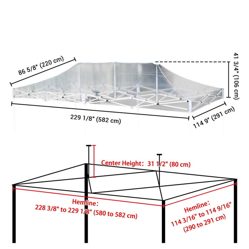 TheDisplayOutlet Clear Pop Up Tent Canopy Top Replacement Roof, 10x20ft Image