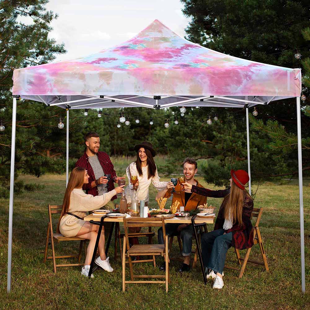 7.5 round patio umbrella canopy replacement hot pink 10x10 Canopy Replacement Top Tie-dyed Pink 9'7"x9'7"