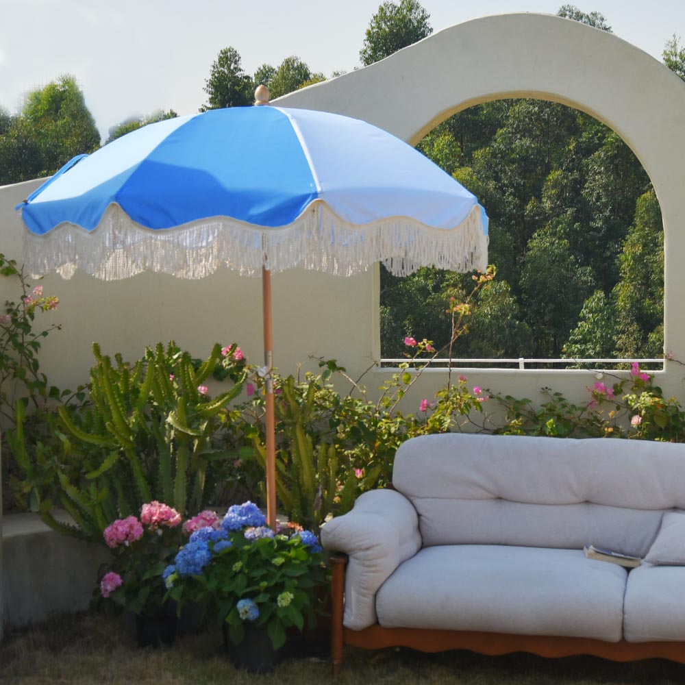 arched patio umbrella Patio Umbrella Wooden Tilt 6ft 8-Rib Palm Springs