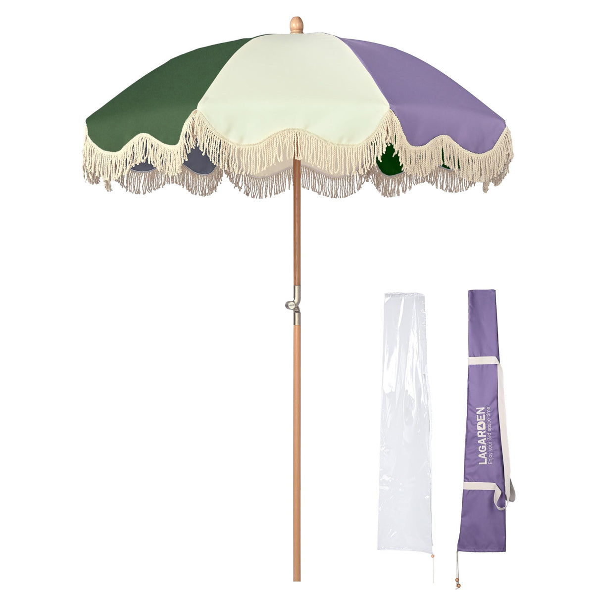 Patio Umbrella Wooden Tilt 6ft 8-Rib Palm Springs