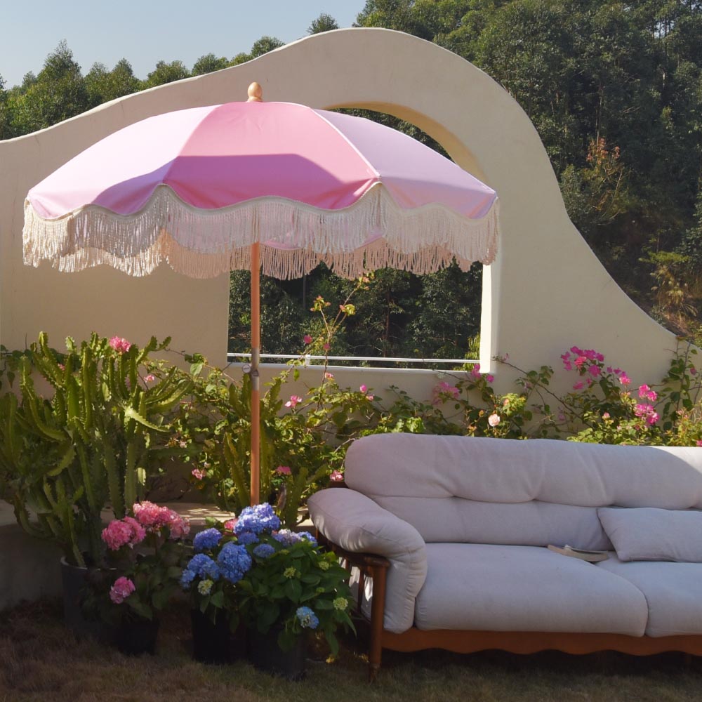 6ft pink patio umbrella Patio Umbrella Wooden Tilt 6ft 8-Rib Palm Springs