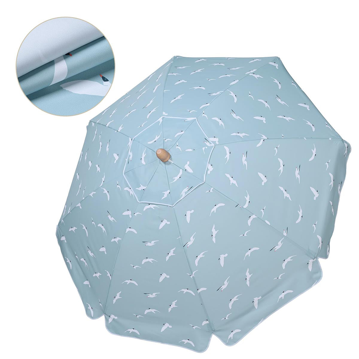 6ft teal patio umbrella Patio Umbrella Tilt Wooden Beach Umbrella 6ft 8-Rib
