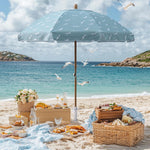 Patio Umbrella Tilt Wooden Beach Umbrella 6ft 8-Rib
