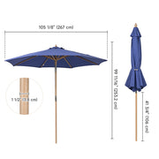 Patio Umbrella with Acrylic Fabric Tilt Wooden 9ft 8-Rib