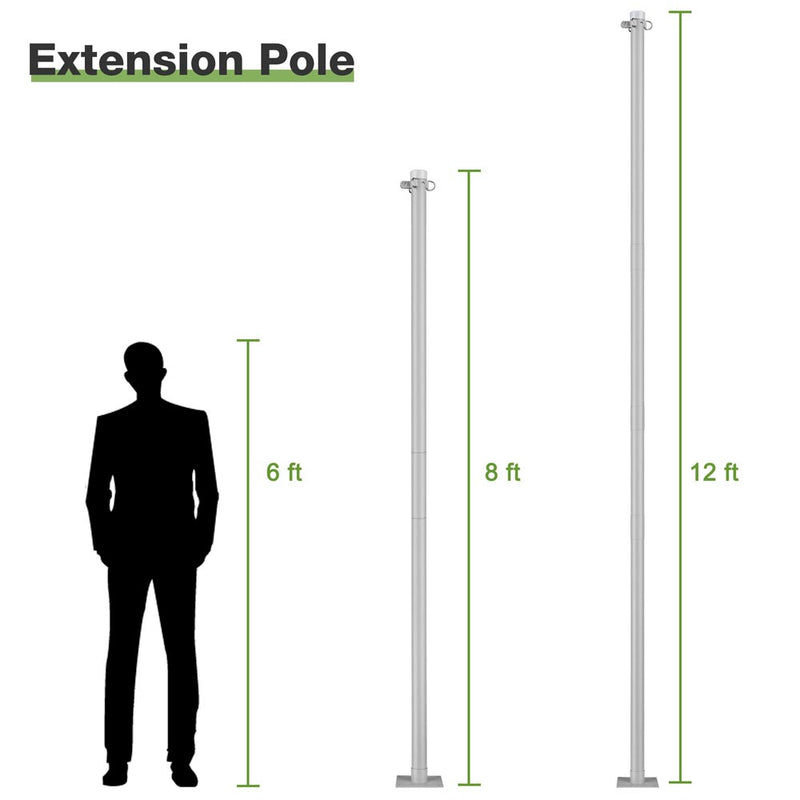 Poles for Shade Sails (Post, Base, Extension & D-Ring Clamp)