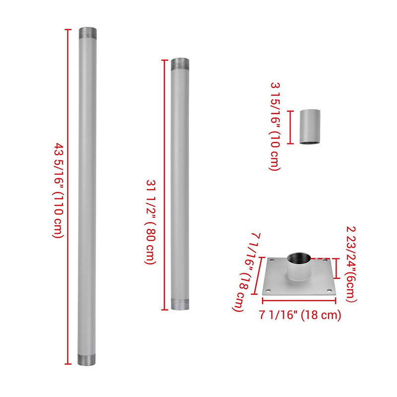 Poles for Shade Sails (Post, Base, Extension & D-Ring Clamp)