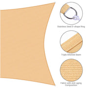 Rectangle Shade Sail Patio Deck Shade 13x19