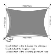Rectangle Shade Sail Patio Deck Shade 13x19