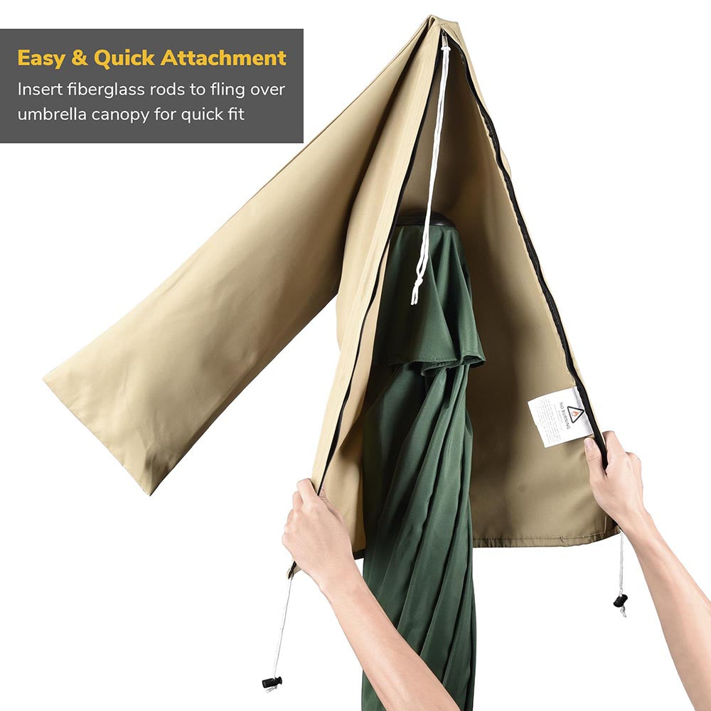 Patio Umbrella Cover w/ Zipper Rod Portable Bag Patio Umbrella Cover w/ Zipper Rod Portable Bag