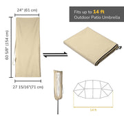 15 Foot Patio Umbrella Cover with Zipper Rod