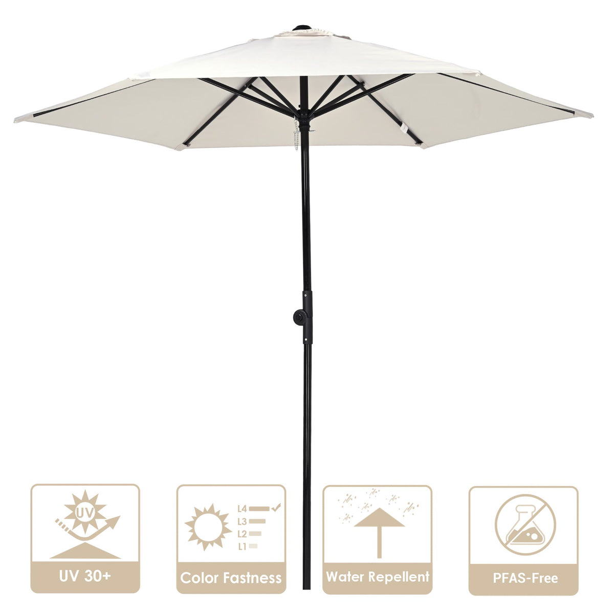 Patio Umbrella Tilt & Crank Lift Metal 7.5ft 6-Rib