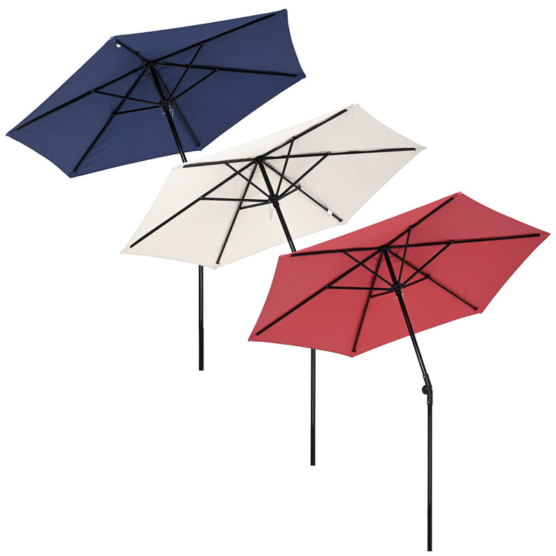TheDisplayOutlet Patio Umbrella Tilt & Crank Lift Metal 7.5ft 6-Rib, (3x) Navy+Red+Ivory Image
