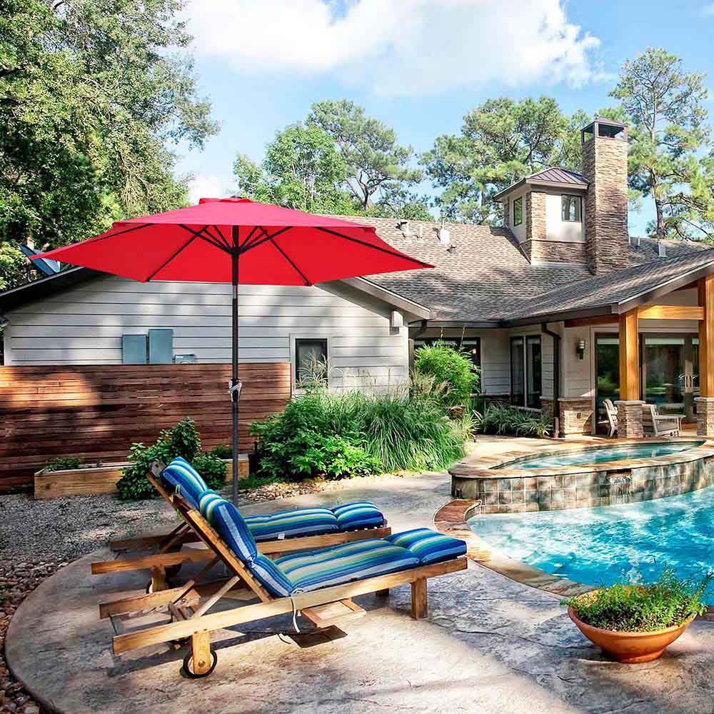 7-8 ft patio umbrella Patio Umbrella Tilt Metal 8ft 6-Rib