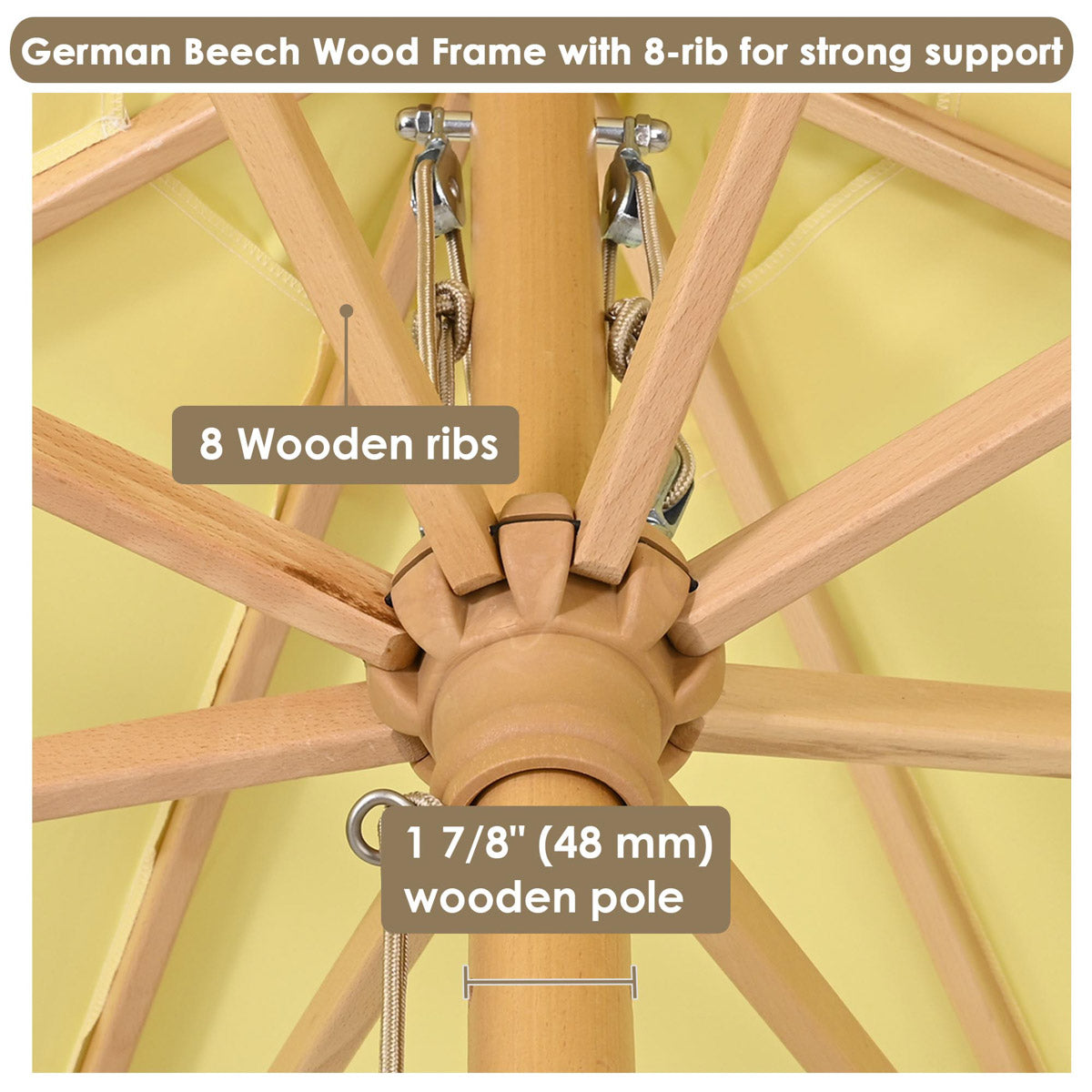 Patio Umbrella Wooden 13ft 8-Rib Patio Umbrella Wooden 13ft 8-Rib