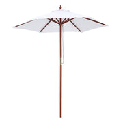 TheDisplayOutlet Commercial Wooden Market Umbrella 7ft 6-Rib for Bistro/Events, White Image