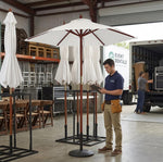 TheDisplayOutlet Commercial Wooden Market Umbrella 7ft 6-Rib for Bistro/Events Image