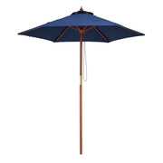 TheDisplayOutlet Commercial Wooden Market Umbrella 7ft 6-Rib for Bistro/Events, Navy Image