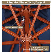 Patio Umbrella Wooden 9ft 8-Rib