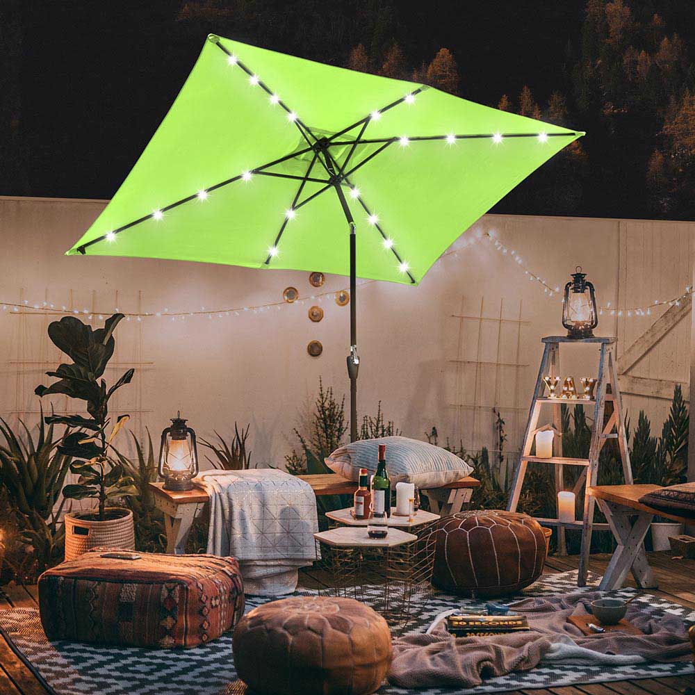 Rectangular Solar Patio Umbrella Light Bulb Tilt 10x6.5ft 6-Rib Rectangular Solar Patio Umbrella Light Bulb Tilt 10x6.5ft 6-Rib