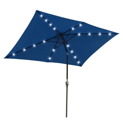 Rectangular Solar Patio Umbrella Light Bulb Tilt 10x6.5ft 6-Rib