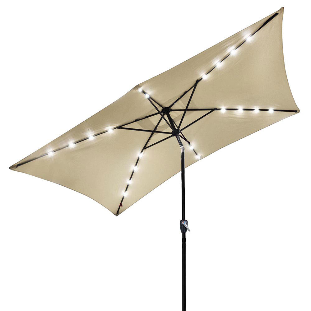 Rectangular Solar Patio Umbrella Light Bulb Tilt 10x6.5ft 6-Rib Rectangular Solar Patio Umbrella Light Bulb Tilt 10x6.5ft 6-Rib