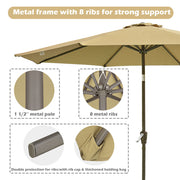 Patio Umbrella Tilt Metal 200 gsm Canopy 9ft 8-Rib