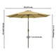 Patio Umbrella Tilt Metal 200 gsm Canopy 9ft 8-Rib