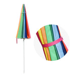 Beach Umbrella w/ Sand Anchor Rainbow 7ft Tilt