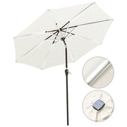 Solar Patio Umbrella with Light Tubes Tilt Metal 9ft 8-Rib