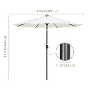 Solar Patio Umbrella with Light Tubes Tilt Metal 9ft 8-Rib