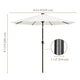 Solar Patio Umbrella with Light Tubes Tilt Metal 9ft 8-Rib