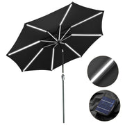 Solar Patio Umbrella with Light Tubes Tilt Metal 10ft 8-Rib