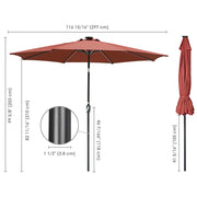 Solar Patio Umbrella with Light Tubes Tilt Metal 10ft 8-Rib