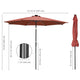 Solar Patio Umbrella with Light Tubes Tilt Metal 10ft 8-Rib