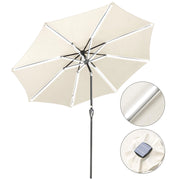 Solar Patio Umbrella with Light Tubes Tilt Metal 10ft 8-Rib