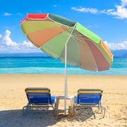 Beach Umbrella w/ Sand Anchor 8ft Tilt 12-Rib