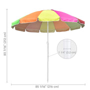 TheDisplayOutlet Beach Umbrella w/ Sand Anchor Rainbow 8ft Tilt Image