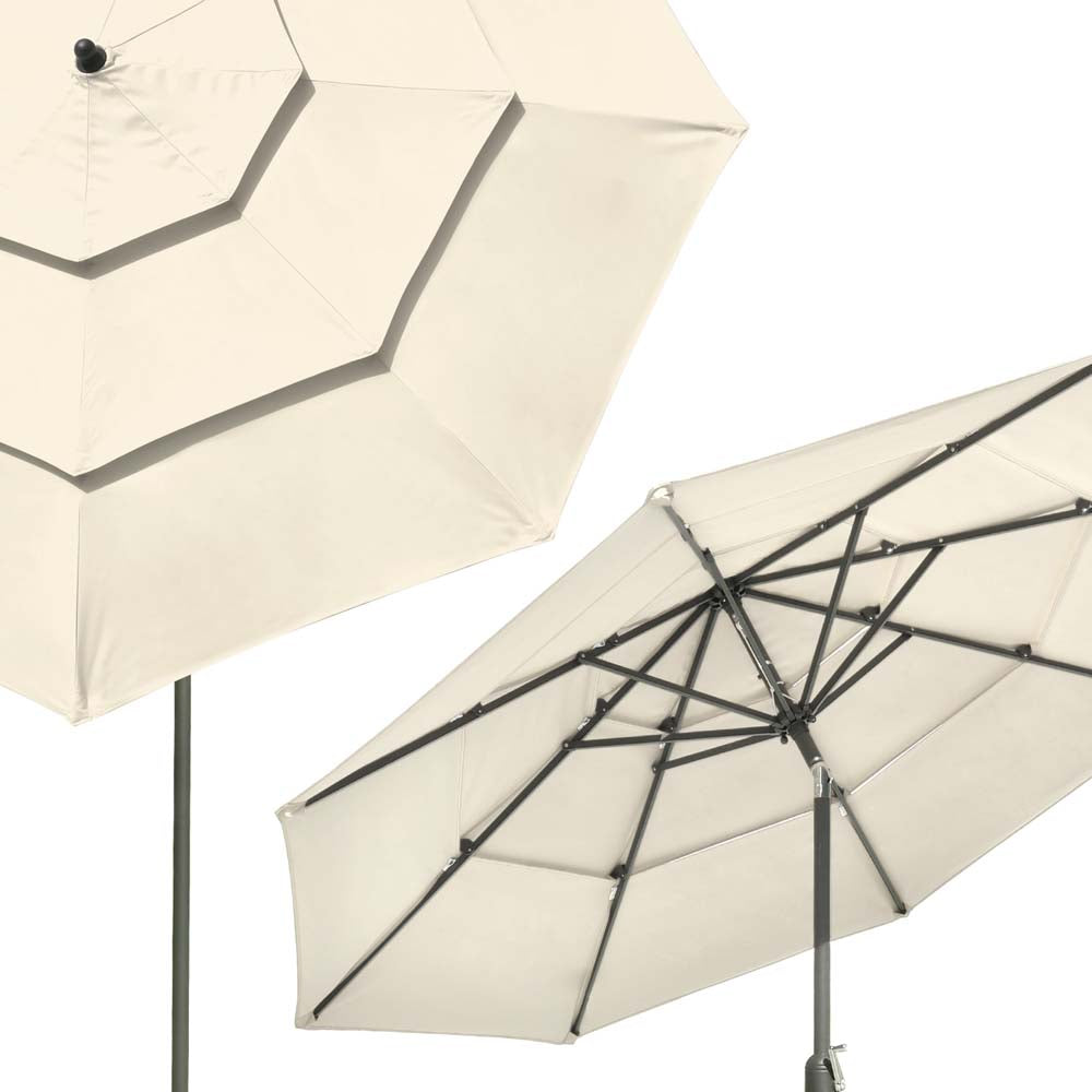cream tilt rectangular patio umbrella Patio Umbrella Tilt 3-Tiered 9ft 8-Rib