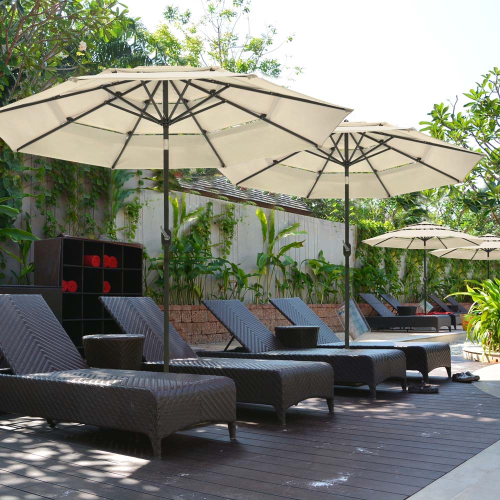 3 tiered patio umbrellas Patio Umbrella Tilt 3-Tiered 9ft 8-Rib