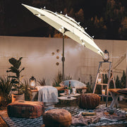 TheDisplayOutlet Solar Patio Umbrella w/ Light Bulbs Tilt 3-Tiered 9ft 8-Rib Image