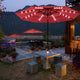 Solar Patio Umbrella w/ Light Bulbs Tilt 3-Tiered 10ft 8-Rib