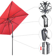 Square Solar Patio Umbrella w/ Light Bulbs Tilt 10ft 8-Rib