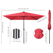 Square Solar Patio Umbrella w/ Light Bulbs Tilt 10ft 8-Rib