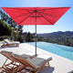 Square Solar Patio Umbrella w/ Light Bulbs Tilt 10ft 8-Rib