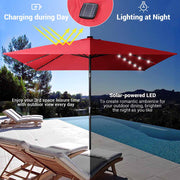 Square Solar Patio Umbrella w/ Light Bulbs Tilt 10ft 8-Rib