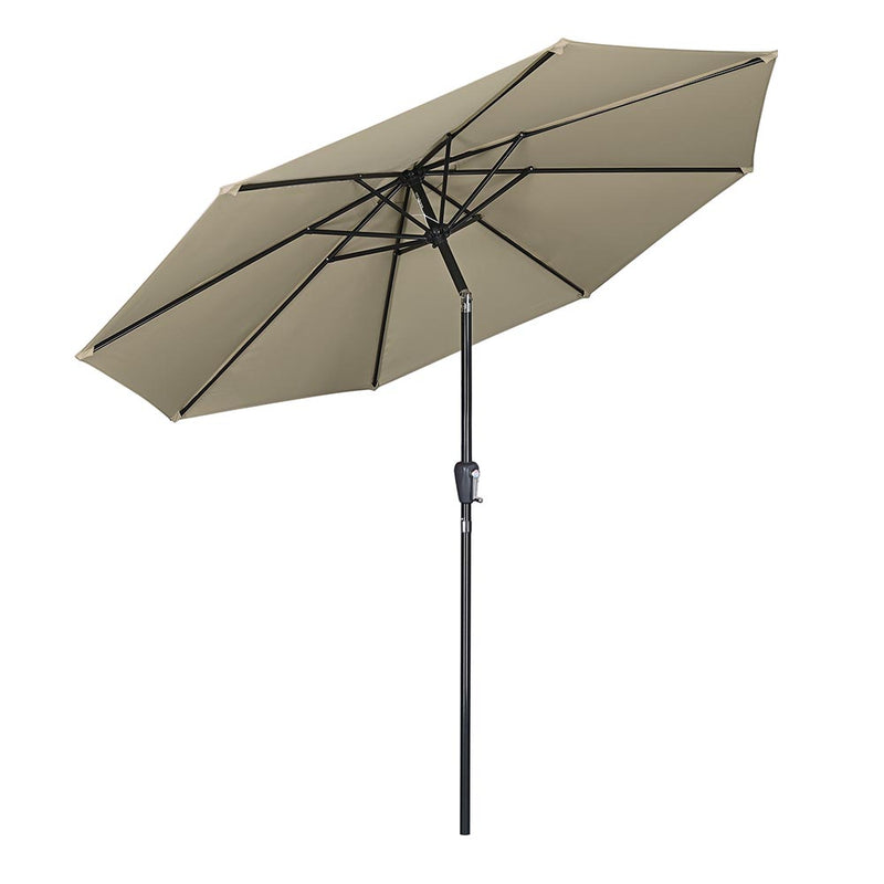 TheDisplayOutlet Patio Umbrella Tilt 9ft 8-Rib 220 gsm Canopy UV50+, Khaki Image