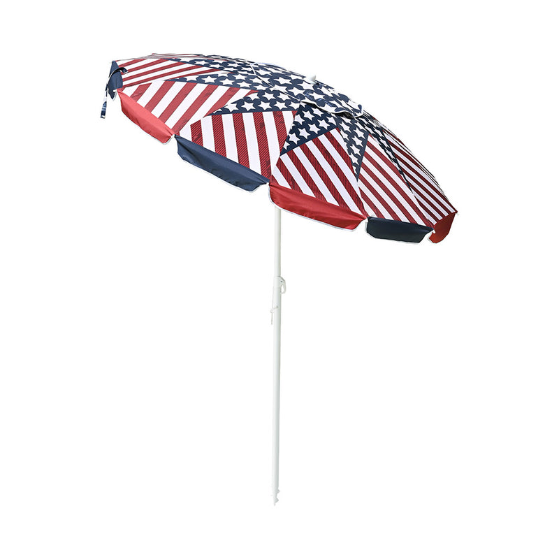 Beach Umbrella w/ Sand Anchor 7ft Tilt 12-Rib