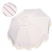 TheDisplayOutlet 6 ft 8-Rib Fringe Beach Umbrella Tilt with Weighted Base Image