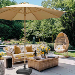 Patio Umbrella Wooden 13ft 8-Rib with Weighted Base